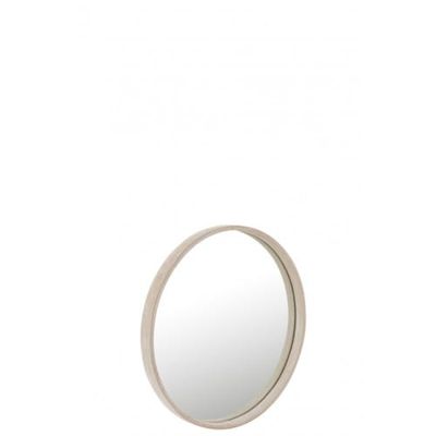 Miroir rond cuir beige D40 | Maisons du Monde