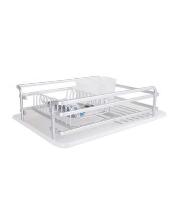 Égouttoir à vaisselle en plastique blanc et aluminium gris | Maisons du Monde