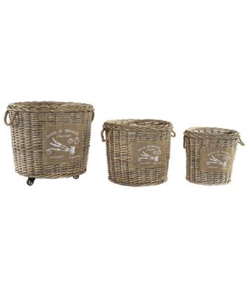Set de 3 grands paniers ronds tressés en osier | Maisons du Monde