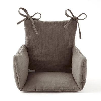 Coussin chaise haute en gaze de coton taupe | Maisons du Monde