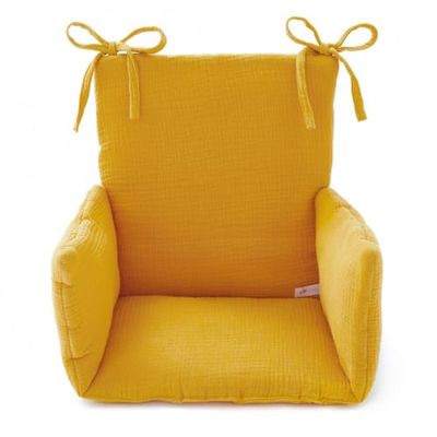 Coussin chaise haute en gaze de coton moutarde | Maisons du Monde