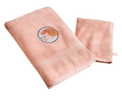 Lot serviette de bain enfant et gant toilette rose 50x90 en coton | Maisons du Monde