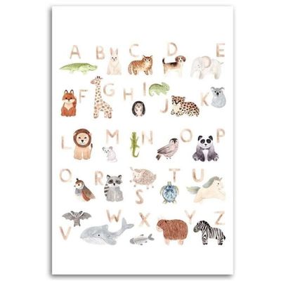Tableau enfant alphabet with pets multicolore 80x120 | Maisons du Monde