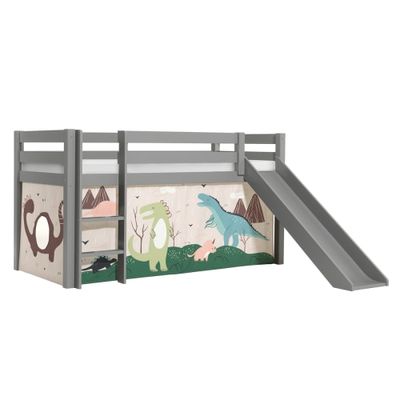 Lit mi-hauteur 90x200 toboggan sommier inclus housse dino beige | Maisons du Monde