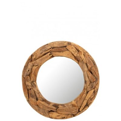 Miroir rond morceaux bois teck naturel D80cm | Maisons du Monde