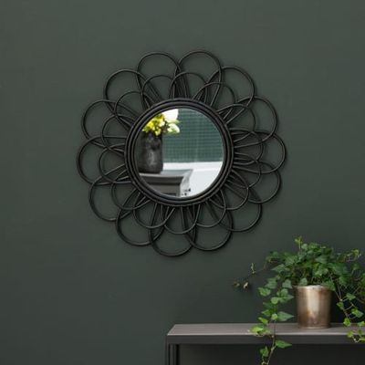 Miroir en rotin forme fleur noir | Maisons du Monde