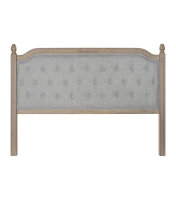 Tête de lit classique en bois et tissu capitonné lin gris L160cm | Maisons du Monde