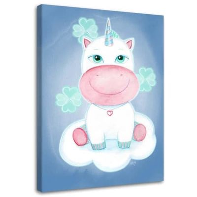 Tableau enfant unicorn in the clouds for enfants bleu 40x60 | Maisons du Monde
