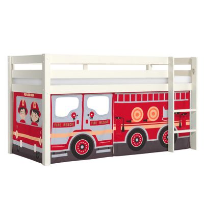 Lit mi-hauteur 90x200 sommier inclus housse pompier blanc | Maisons du Monde