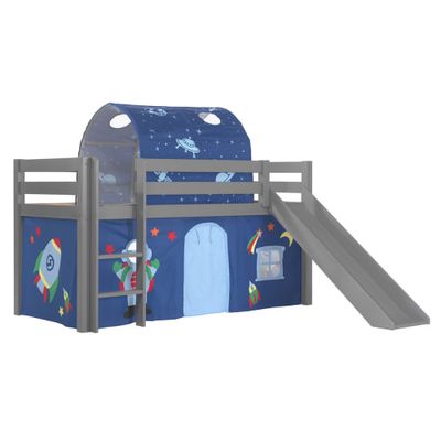 Lit mi-hauteur 90x200 toboggan sommier inclus housse astro gris | Maisons du Monde