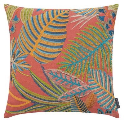 Housse de coussin broderie motif palmes multicolore 60x60 | Maisons du Monde