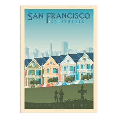 Affiche San Francisco Painted Ladies  21x29,7 cm | Maisons du Monde