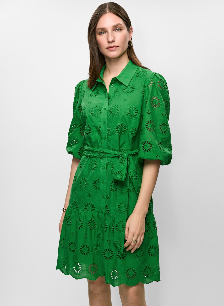 Eyelet Embroidered Shirt Dress