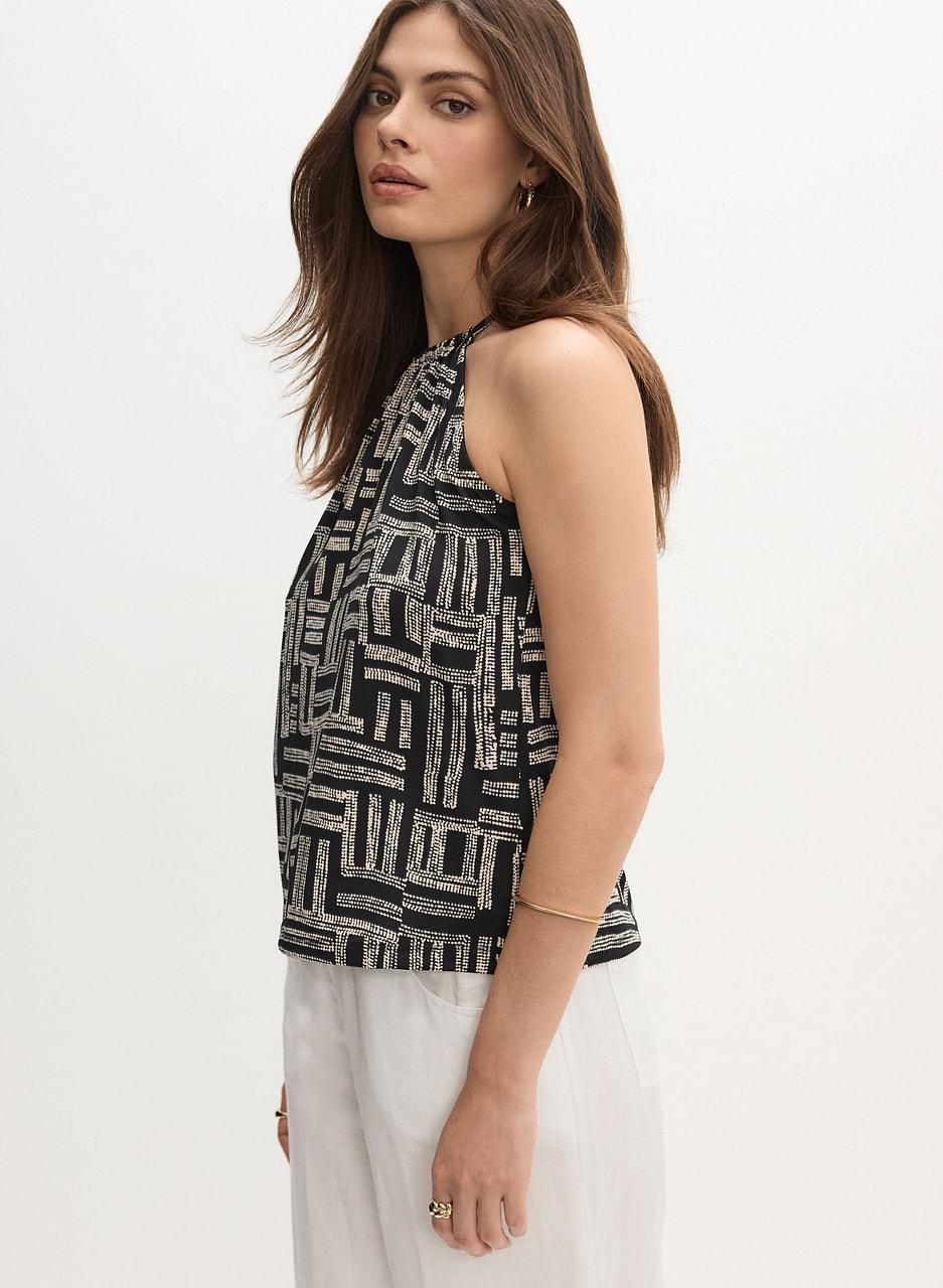 Sleeveless Geometric Print Top