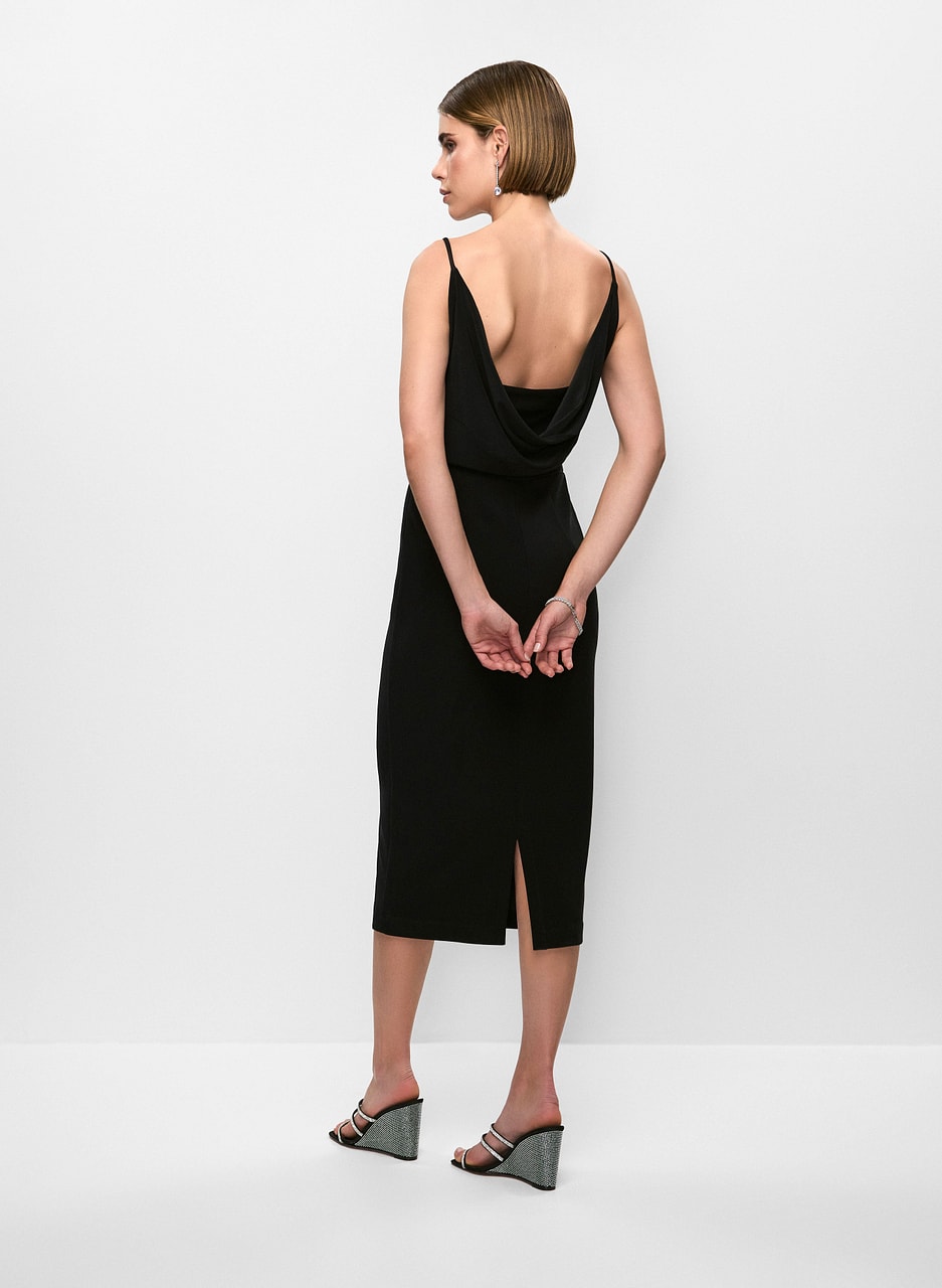 Draped Cowl Back Dress