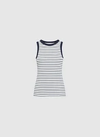 Striped Rib-Knit Tank Top