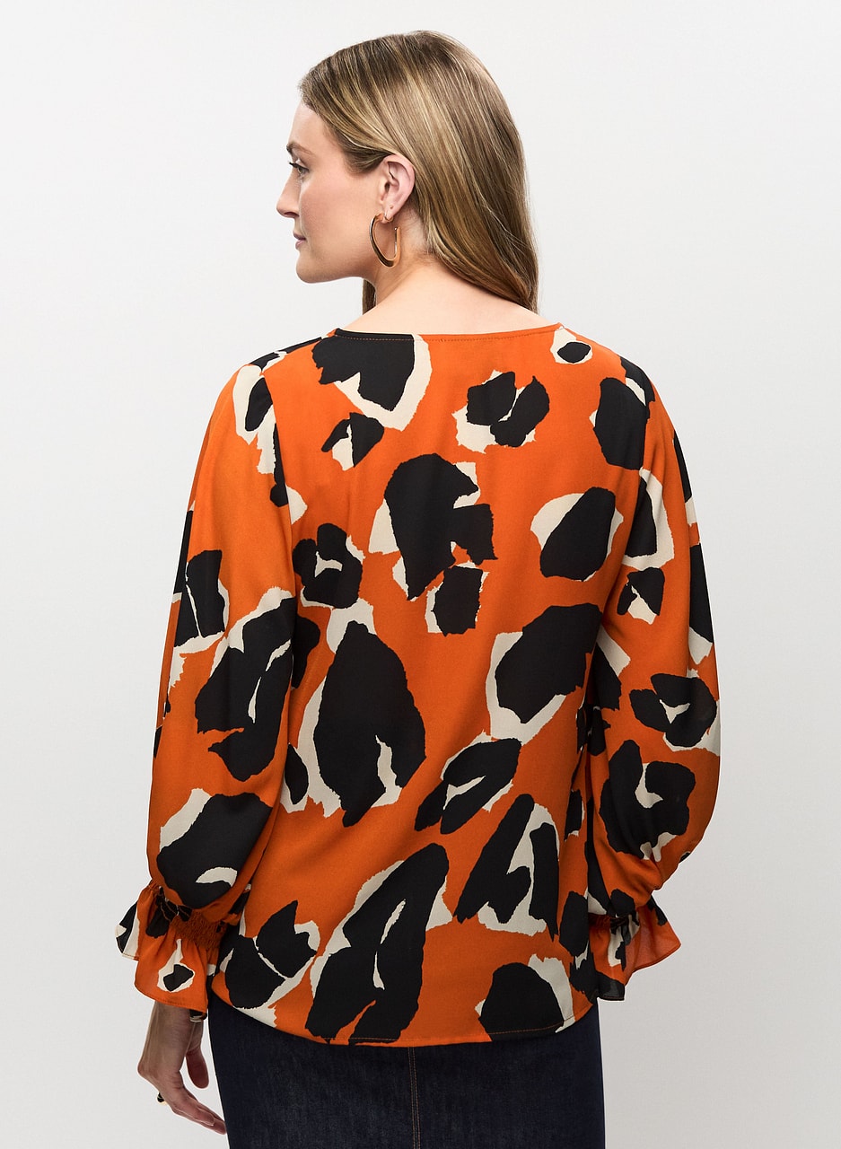 Joseph Ribkoff - Puff Sleeves Animal Print Blouse