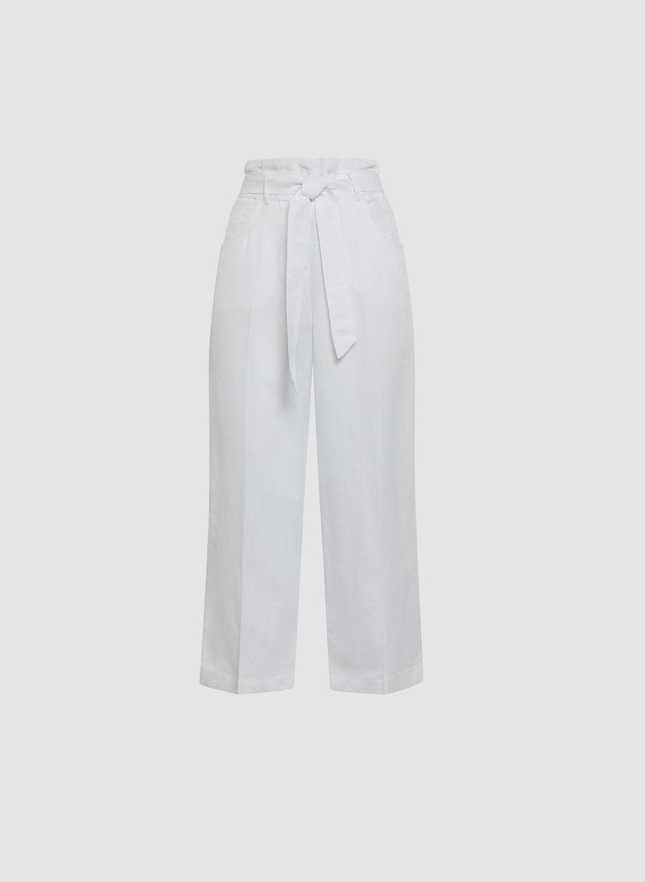 Linen-Blend Cropped Pants