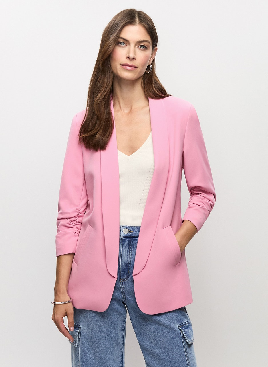 Ruched Sleeve Blazer