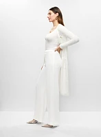 Satin Waist Wide Leg Pants