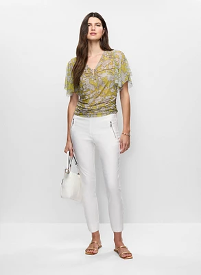 Flutter Sleeve Floral Top & High Rise Capris