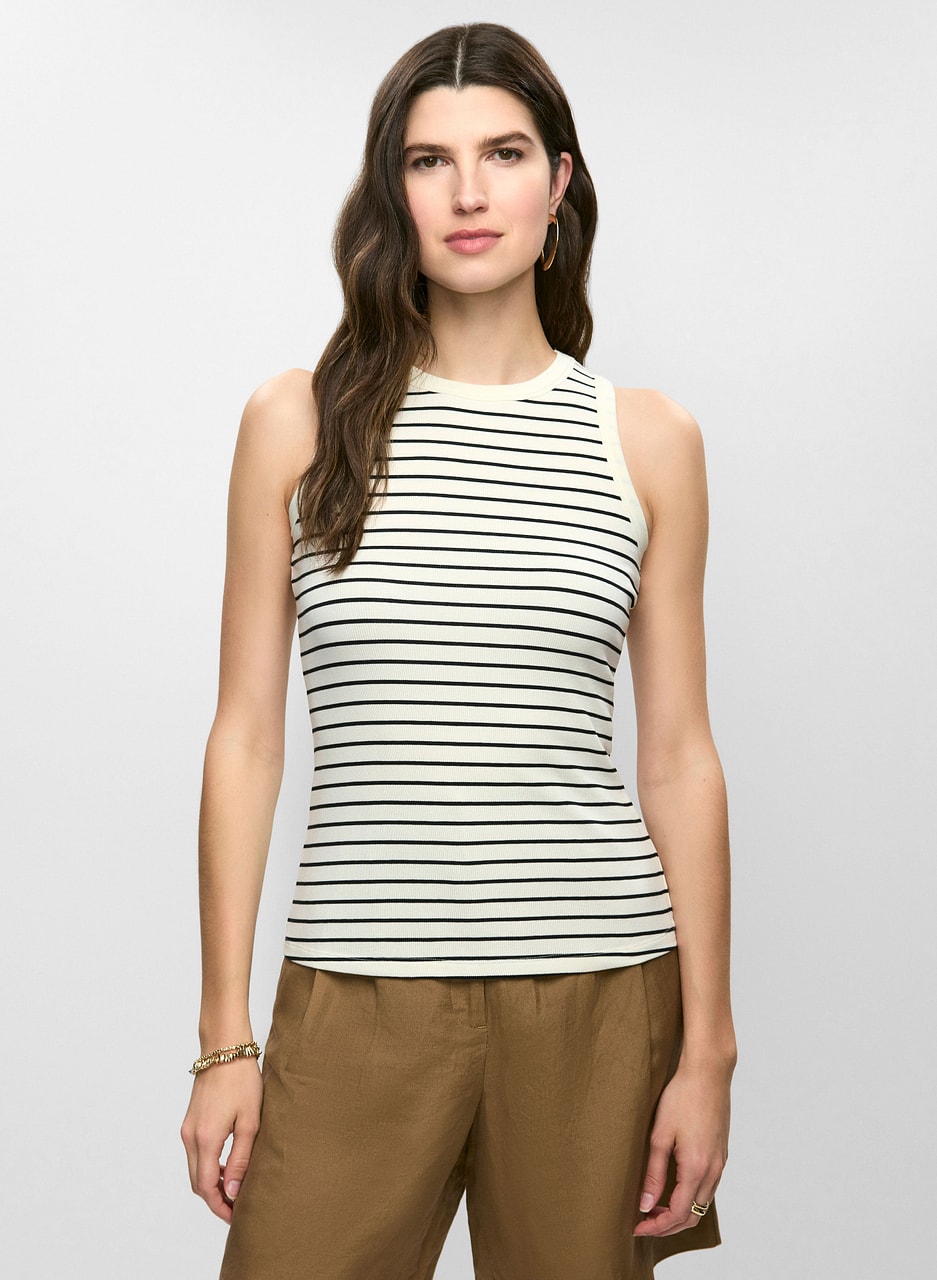 Striped Rib-Knit Tank Top