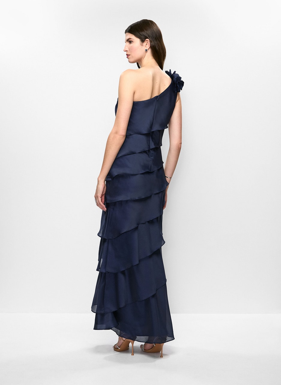 One-Shoulder Tiered Evening Dress