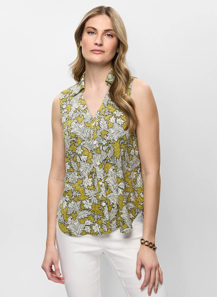 Sleeveless Floral Print Blouse