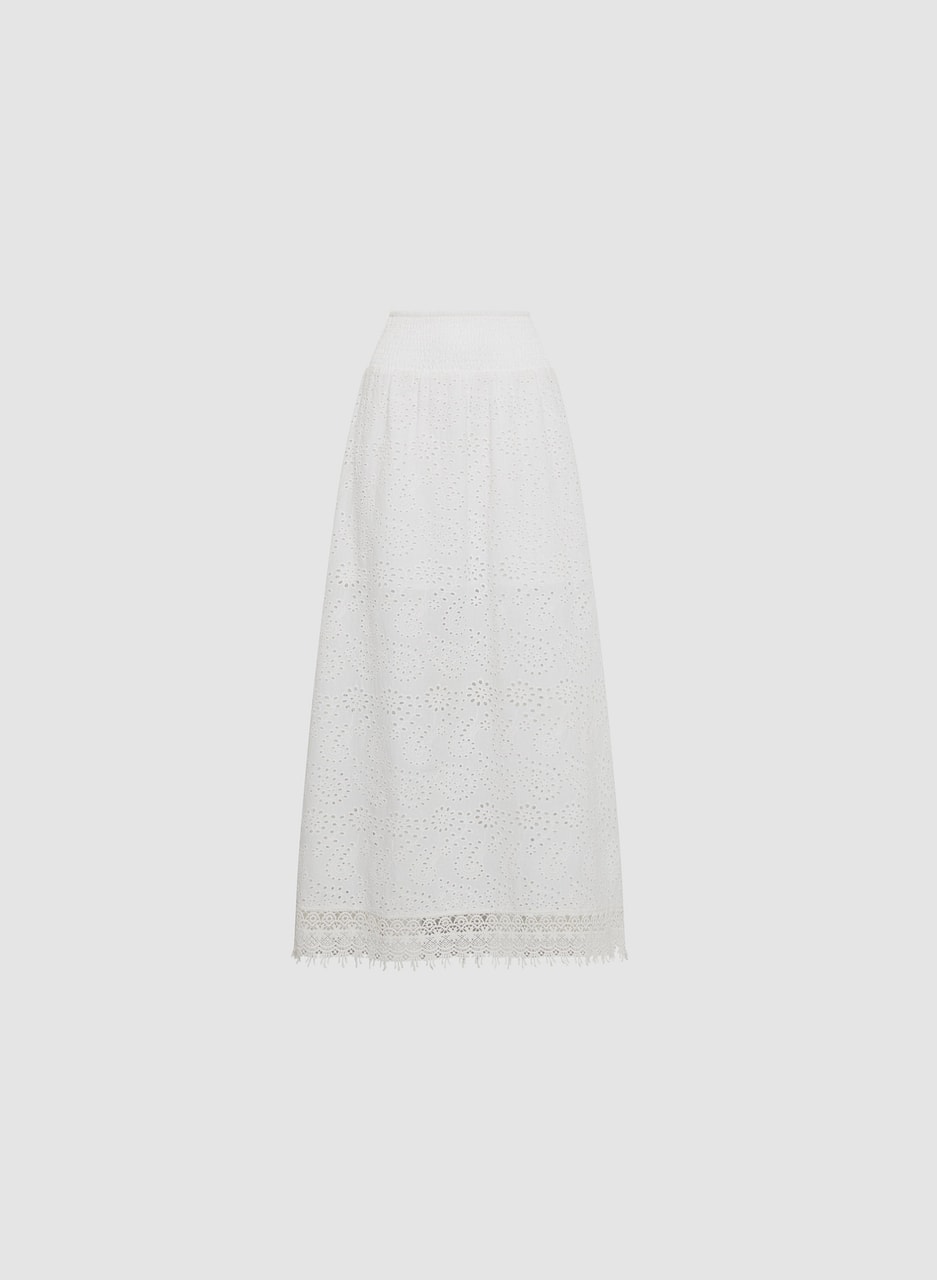 Tiered Eyelet Maxi Skirt