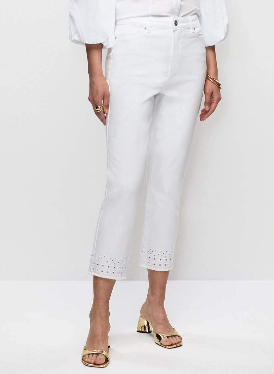 Eyelet Hem Denim Capris