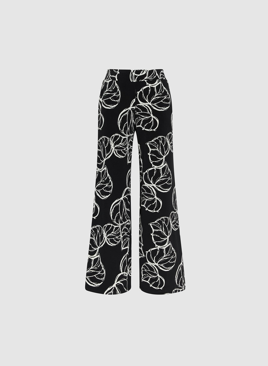 Graphic Leaf Print Pull-On Pants