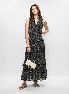 Long Polka Dot Chiffon Dress