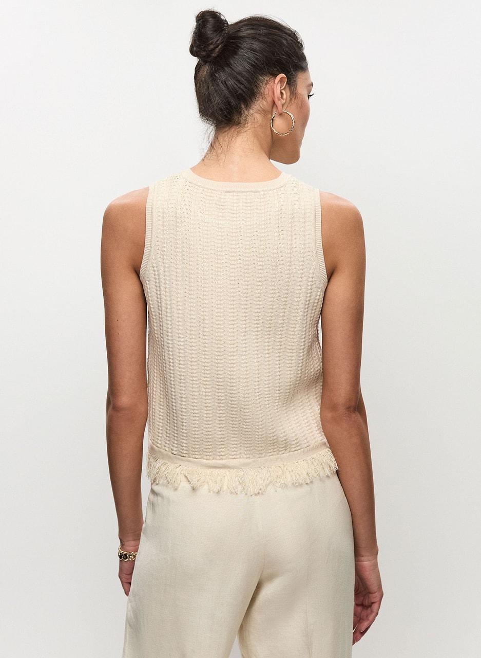 Fringed Crochet Knit Tank