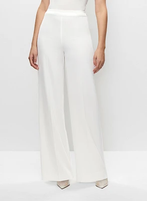 Satin Waist Wide Leg Pants