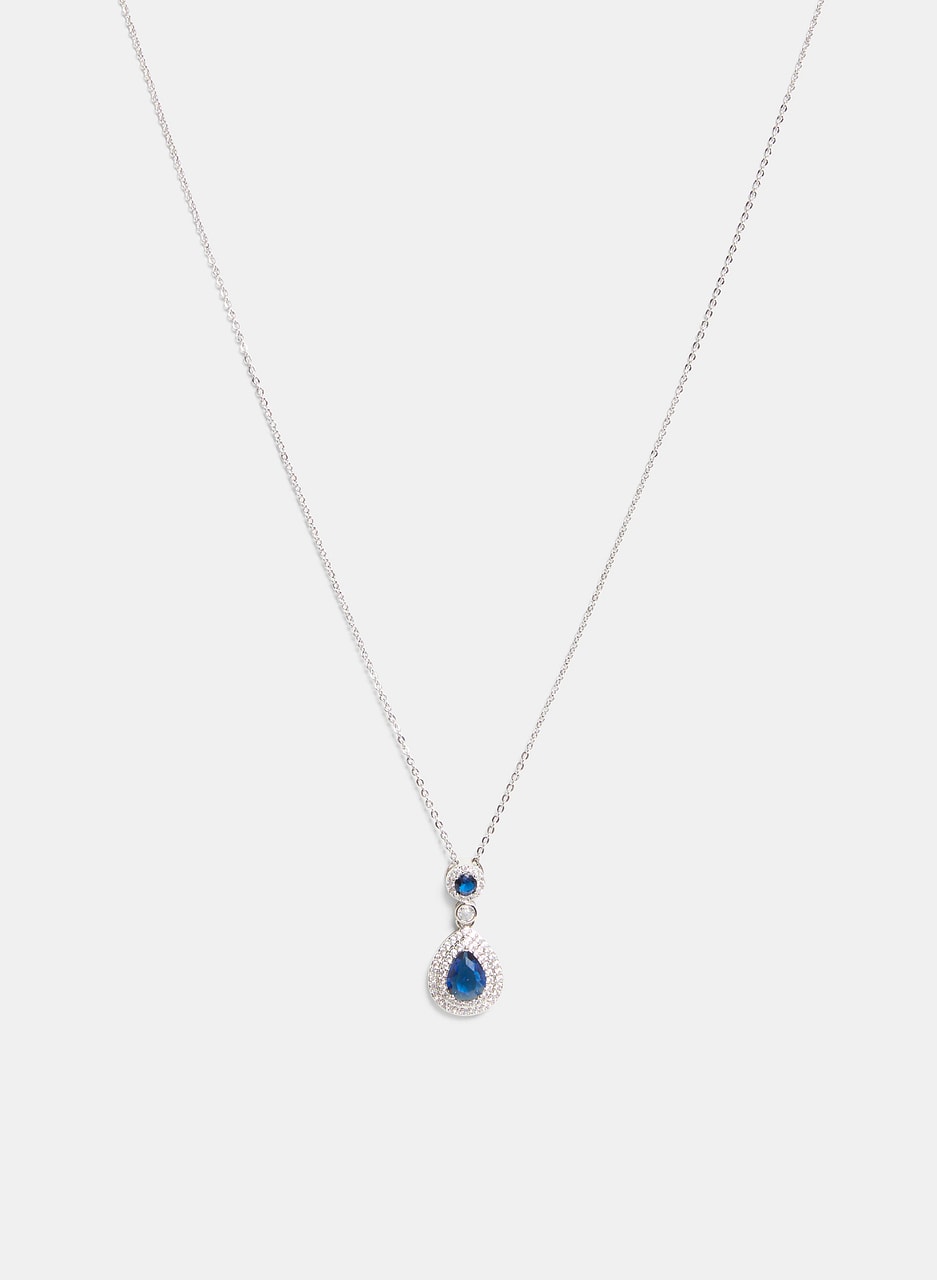 Cubic Zirconia Teardrop Pendant Necklace