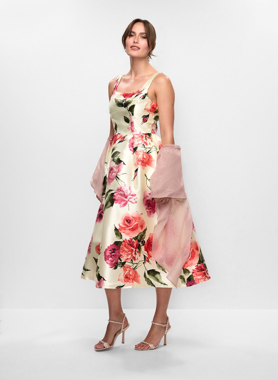 Square Neck Floral Dress