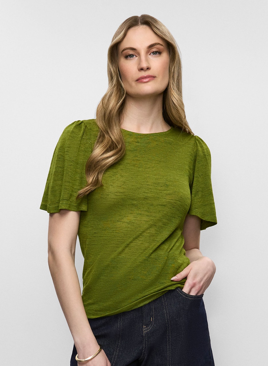 Short Flare Sleeve Top