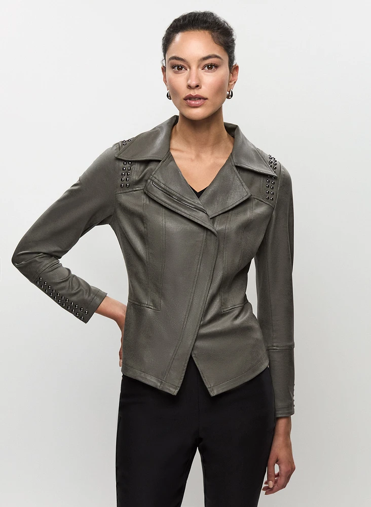 Joseph Ribkoff - Stud Embellished Vegan Leather Jacket