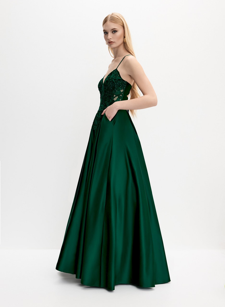 Corset-Style Satin Gown