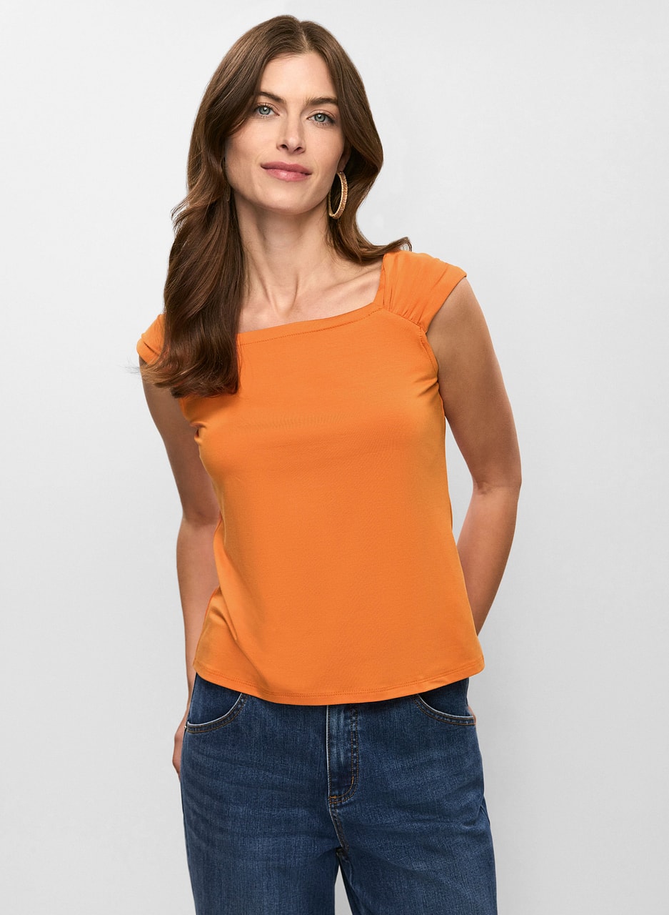 Pleated Cap Sleeve Top