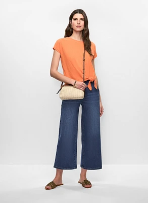 Tie Hem T-Shirt & High Waist Culotte Jeans