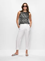 Polka Dot Blouse & Linen-Blend Capri Pants