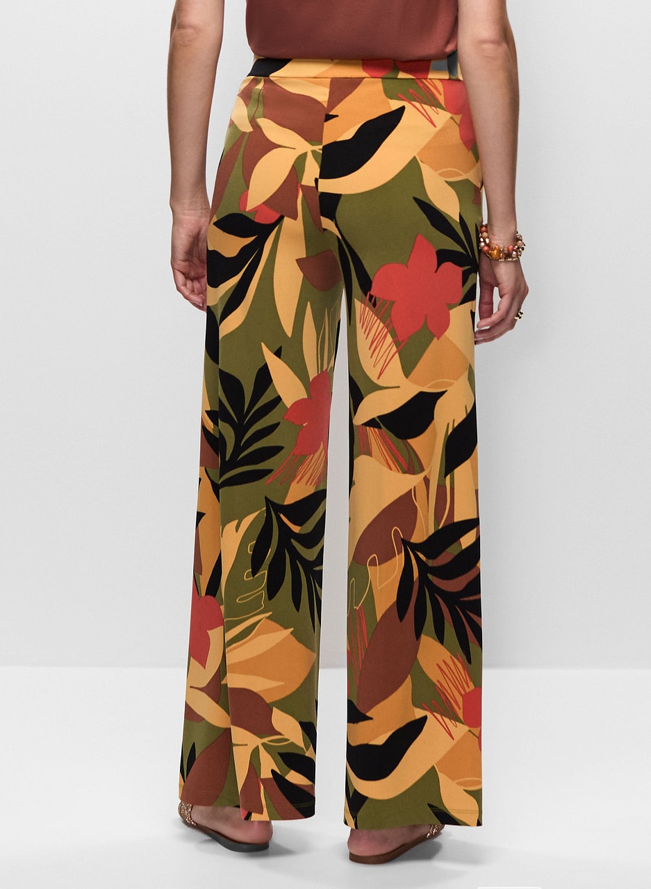 Tropical Print Flare Leg Pants