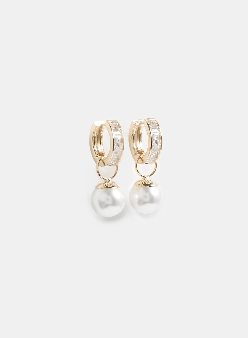 Pearl Drop Cubic Zirconia Earrings