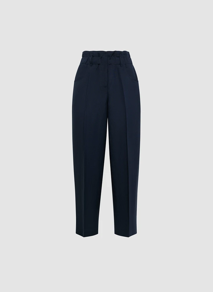 Linen-Blend Cropped Pants