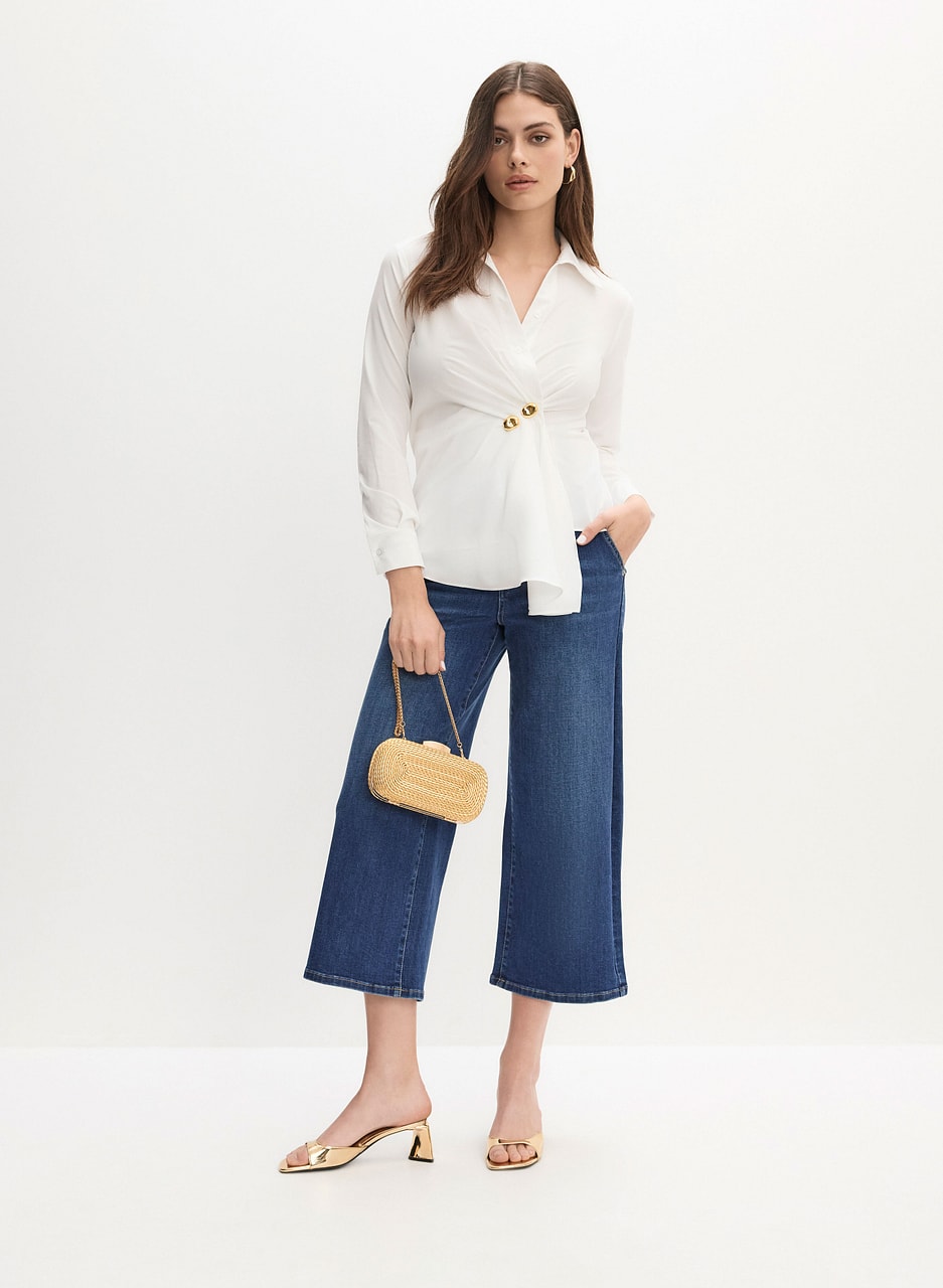 Asymmetric Wrap-Style Blouse