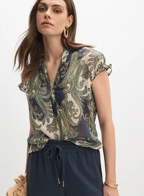 Paisley Flutter Sleeve Blouse