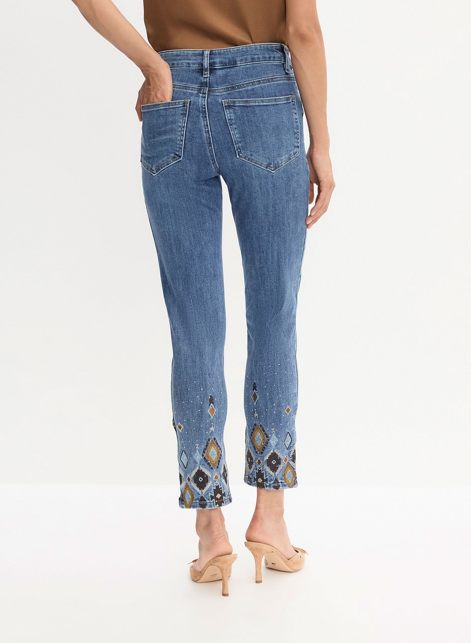 Pearl Detail Straight Leg Jeans