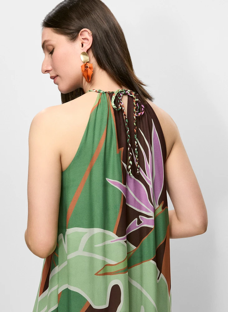 Graphic Palm Print Maxi Dress