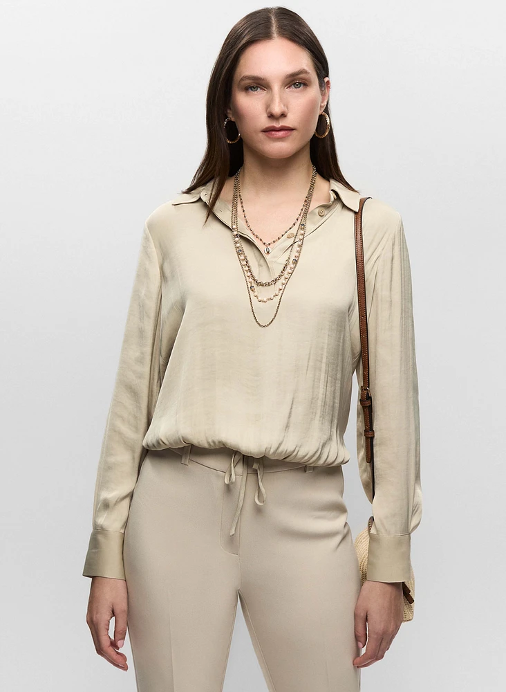 Tie Hem Satin Blouse